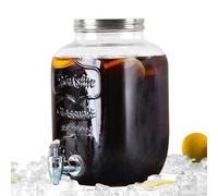 Dispensateur de boissons en verre 4L - Dispensateur de limonade avec protection contre les sorties de coq pour les événements de la fête de la cuisine du jardin, grand récipient en verre avec couvercl