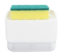 Dispensateur de savon à vaisselle et éponge Holde, distributeur de savon et porte-éponge, distributeur de pompes à savon pour comptoir, distributeur de savon liquide automatique (Blanc)