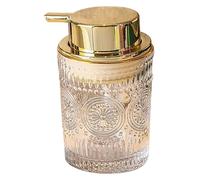 Dispensateur en Mousse en Mousse en Verre en Verre 3,5x5 Pouces 300 ML Transparent avec Une Pompe dorée Souleolère Relief à Motifs Rechargeables Dispensateur de Savon à Main pour Salle de Bain et cui