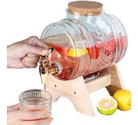 Dispensateur en verre, distributeur de boissons 1L / 3L / 5L avec couvercle en bois de liège et bambou et robinet d'abs, pour les bois de thé à eau à l'eau