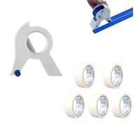 Dispenser de ruban adhésif, Masking Machine portable, applicateur de bande de masquage, 5 rouleaux inclus, outil polyvalent pour peinture et bricolage (1*dérouleur scotch+5*masking tap(Blanc))