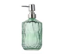 Dispenser de Savon Liquide Distributeur de Savon en Verre de 450 ML, Distributeur de Produits de Toilette à Poussoir, adapté au Liquide Vaisselle Doseur de Savon Liquide(Groen,Svart)