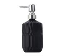 Dispenser de Savon Liquide Distributeur de Savon en Verre de 450 ML, Distributeur de Produits de Toilette à Poussoir, adapté au Liquide Vaisselle Doseur de Savon Liquide(Svart,Silver)