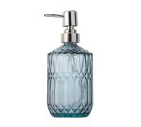 Dispenser de Savon Liquide Distributeur de Savon en Verre de 450 ML, Distributeur de Produits de Toilette à Poussoir, adapté au Liquide Vaisselle Doseur de Savon Liquide(Blauw,Gold)