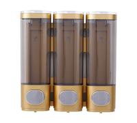 Dispenser de Savon Liquide Distributeur de Savon Mural Manuel à Poussoir, idéal Compatible with Les Maisons, Les hôtels et Les Cuisines. Doseur de Savon Liquide(Gold,Triple)