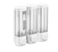 Dispenser de Savon Liquide Distributeur de Savon Mural Manuel à Poussoir, idéal Compatible with Les Maisons, Les hôtels et Les Cuisines. Doseur de Savon Liquide(Wit,Triple)