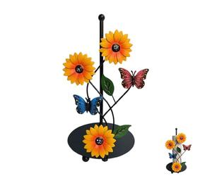 Dispenser per Rotoli Da Cucina, Organizzatore Di Rotoli Di Carta, Supporto per Rotolo in Piedi, Portarotolo Da Cucina Autoportante Nero - Farfalla Girasole in Ferro, Decorazione Creativa per CASA