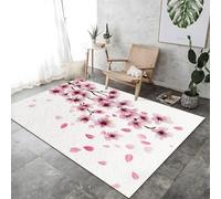 Dispersée Pétales Volants Imprimées Tapis Salon Décoration Rose Rose sans Glissement Planches De Plancher Lavables sans Glissement Respirant pour Le Salon Chambre À Coucher Décoration Intérieure,