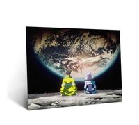 Displate Affiche en Métal Cyberpunk 2077 Moon Trip pour Chambre à Coucher, Décoration Murale, Hauteur 45 cm Largeur 32 cm