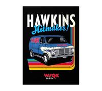 Displate Affiche en Métal Stranger Things 5 - Hawkins Hitmaker Radio Van - Deco Maison, Chambre à Coucher, Décoration Murale - Cadeau - Wall Art Design, Salon Poster 48 cm x 67.5 cm