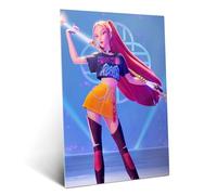 Displate Affiche Métal Kpop Demon Hunters (2025) - Netflix - Mira aux longs cheveux roses - Huntrix Kpop - Cadeau de Collection - Décoration Murale Premium Cadeau Affiche de Film - 32 x 45 cm