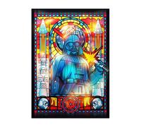 Displate Affiche Métal Star Wars - Dark Vador Vitrail - Saga Galaxie - Cadeau de Collection - Décoration Murale Premium Affiches de Films - 32cm x 45 cm