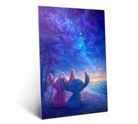Displate Affiche Métallique Disney Stitch - Alien Adventure - Angel Cosmic Beach - Déco Maison Chambre - Cadeau - Decoration Murale Salon Metal Poster 32 cm x 45 cm