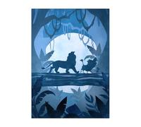 Displate Affiche Métallique Disney - The Lion King - Simba Pumbaa Timon Blue Iconic - Déco Maison Chambre - Cadeau - Decoration Murale Salon Metal Poster 32 cm x 45 cm