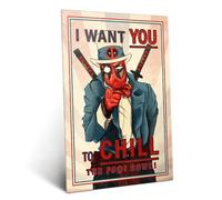 Displate Affiche Métallique Marvel - Deadpool - I Want You To Chill - Superhero Legends - Déco Maison Chambre - Cadeau - Decoration Murale Salon Metal Poster 48 cm x 67.5 cm