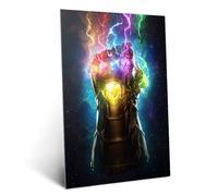 Displate Affiche Métallique Marvel - Infinity Gauntlet Glow - Déco Maison Chambre - Cadeau - Decoration Murale Salon Metal Poster 32 cm x 45 cm
