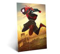 Displate Affiche Métallique Marvel - Into the Spider-Verse - Miles in Action - Déco Maison Chambre - Cadeau - Decoration Murale Salon Metal Poster 32 cm x 45 cm