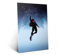 Displate Affiche Métallique Marvel - Into the Spider-Verse - Miles Upside Down City - Déco Maison Chambre - Cadeau - Decoration Murale Salon Metal Poster 48 cm x 67.5 cm