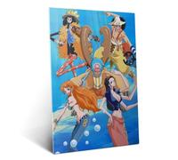 Displate Affiche métallique One Piece Crew Dynamic Pose Fish-man Taille M | Affiche de décoration murale pour chambre à coucher. Fixation magnétique, montage sans outils.