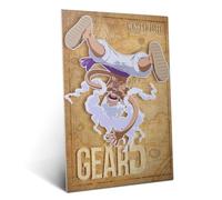 Displate Affiche métallique One Piece Gear 5 Luffy: Upside down! Taille L | Affiche de décoration murale pour chambre à coucher. Fixation magnétique, montage sans outils.