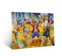 Displate Affiche métallique One Piece Golden Treasure Trove Taille M | Affiche de décoration murale pour chambre à coucher. Fixation magnétique, montage sans outils.