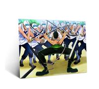 Displate Affiche métallique One Piece Iconic Moments Brushed Zoro Taille L | Affiche de décoration murale pour chambre à coucher. Fixation magnétique, montage sans outils.