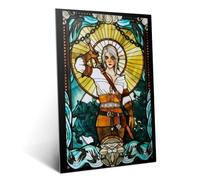 Displate Affiche Métallique The Witcher 3 - Stained Glass - Ciri - Salle de jeux Déco Maison Chambre - Cadeau - Decoration Murale Salon Metal Poster 48 cm x 67.5 cm