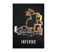 Displate Officiel Counter-Strike Métallique Fixation Magnétique Licence Officielle Image Affiche de Haute Qualité Maps - Inferno Black Map hauteur 67,5 cm largeur 48 cm