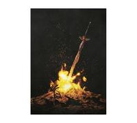 Displate Officiel Dark Souls Métallique Fixation Magnétique Licence Officielle Image Affiche de Haute Qualité Lordran - Bonfire - Größe M - hauteur 45 cm largeur 32 cm.