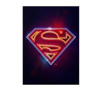 Displate Officiel DC Comics Poster Métallique Fixation Magnétique Licence Officielle Image Affiche de Haute Qualité Symbols Of Hope - Superman Neon - Größe M - hauteur 45 cm largeur 32 cm.