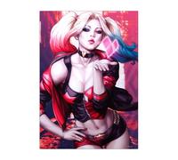 Displate Officiel DC Comics Poster Métallique Fixation Magnétique Licence Officielle Image Affiche de Haute Qualité Harley Quinn - Mad Love - Größe M - hauteur 45 cm largeur 32 cm.