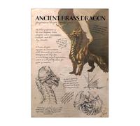 Displate Officiel Dungeons And Dragons Métallique Fixation Magnétique Licence Officielle Image Affiche de Haute Qualité D&D Monster Manual - Ancient Brass Dragon Note hauteur 45 cm largeur 32 cm.