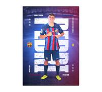 Displate Officiel FC Barcelona Métallique Fixation Magnétique Licence Officielle Image Affiche de Haute Qualité FCB Home - Pedri hauteur 67,5 cm largeur 48 cm