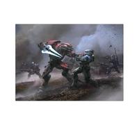 Displate Officiel Halo Game Métallique Fixation Magnétique Licence Officielle Image Affiche de Haute Qualité Illustrations Spartan vs Elite hauteur 45 cm largeur 32 cm.