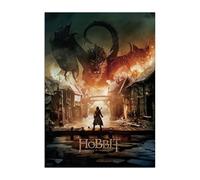 Displate Officiel Hobbit Métallique Fixation Magnétique Licence Officielle Image Affiche de Haute Qualité The Hobbit: The Battle of the Five Armies - Smaug attacks Lake-Town - Größe M - 32x45cm Matt