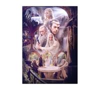 Displate Officiel Hobbit Métallique Fixation Magnétique Licence Officielle Image Affiche de Haute Qualité The Hobbit: An Unexpected Journey - The White Council Meeting - Größe M - 32x45cm Matt
