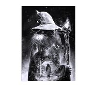 Displate Officiel Lord of the Rings Métallique Fixation Magnétique Licence Officielle Image Affiche de Haute Qualité Gandalf the Grey hauteur 45 cm largeur 32 cm.