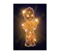 Displate Officiel Marvel Poster Métallique Fixation Magnétique Licence Officielle Image Affiche de Haute Qualité Marvel Neons - Groot Neon hauteur 45 cm largeur 32 cm.