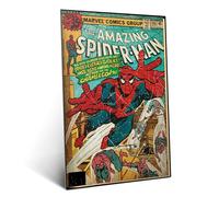 Displate Officiel Marvel Poster Métallique Fixation Magnétique Licence Officielle Image Affiche de Haute Qualité Spider Man Retro - Amazing Spider-Man 32x45cm - Matt