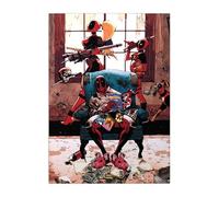 Displate Officiel Marvel Poster Métallique Fixation Magnétique Licence Officielle Image Affiche de Haute Qualité Deadpool - Deadpool Family 32x45cm - Matt