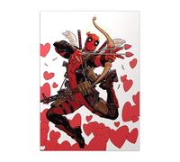 Displate Officiel Marvel Poster Métallique Fixation Magnétique Licence Officielle Image Affiche de Haute Qualité Deadpool - Valentine's Day Deadpool 32x45cm - Matt
