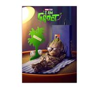 Displate Officiel Marvel Poster Métallique Fixation Magnétique Licence Officielle Image Affiche de Haute Qualité I am Groot - Lightbathing hauteur 45 cm largeur 32 cm.