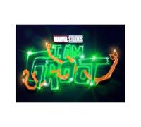 Displate Officiel Marvel Poster Métallique Fixation Magnétique Licence Officielle Image Affiche de Haute Qualité Marvel Neons - I am Groot Neon hauteur 45 cm largeur 32 cm.