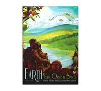 Displate Officiel NASA Métallique Fixation Magnétique Licence Officielle Image Affiche de Haute Qualité Earth Oasis in Space hauteur 67,5 cm largeur 48 cm