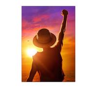 Displate Officiel One Piece Métallique Fixation Magnétique Licence Officielle Image Affiche de Haute Qualité Key Art - Luffy Sunset hauteur 67,5 cm largeur 48 cm