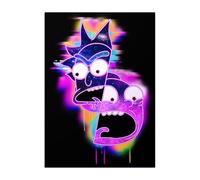 Displate Officiel Rick and Morty Métallique Fixation Magnétique Licence Officielle Image Affiche de Haute Qualité Vaporwave Sci-Fi - Vaporwave Rick and Morty - Größe M - hauteur 45 cm largeur 32 cm.