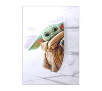 Displate Officiel Star Wars Poster Métallique Fixation Magnétique Licence Officielle Image Affiche de Haute Qualité Grogu Peeking In hauteur 67,5 cm largeur 48 cm
