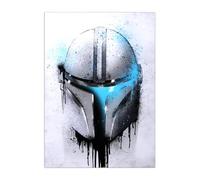 Displate Officiel Star Wars Poster Métallique Fixation Magnétique Licence Officielle Image Affiche de Haute Qualité Helmets Graffiti - Mandalorian Graffitti hauteur 45 cm largeur 32 cm.
