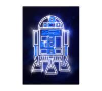 Displate Officiel Star Wars Poster Métallique Fixation Magnétique Licence Officielle Image Affiche de Haute Qualité R2D2 neon 32x45cm
