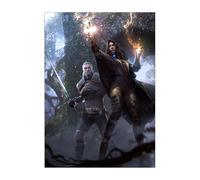Displate Officiel Witcher 3 Métallique Fixation Magnétique Licence Officielle Image Affiche de Haute Qualité Yennefer and Geralt 32x45cm